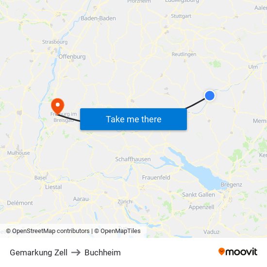 Gemarkung Zell to Buchheim map