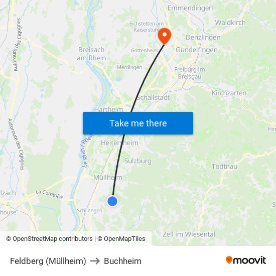 Feldberg (Müllheim) to Buchheim map