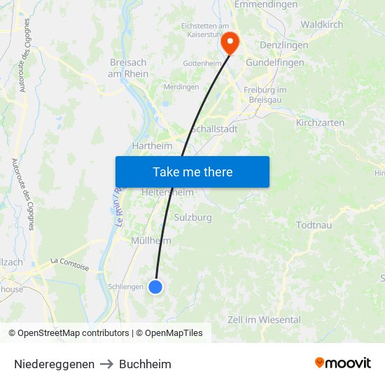 Niedereggenen to Buchheim map