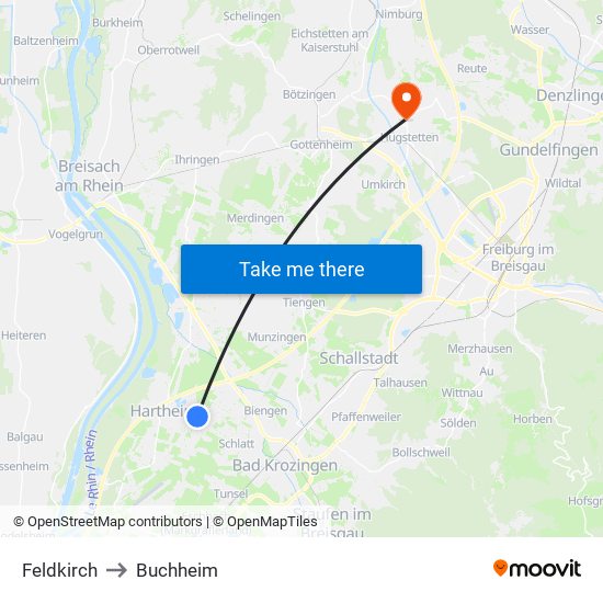 Feldkirch to Buchheim map