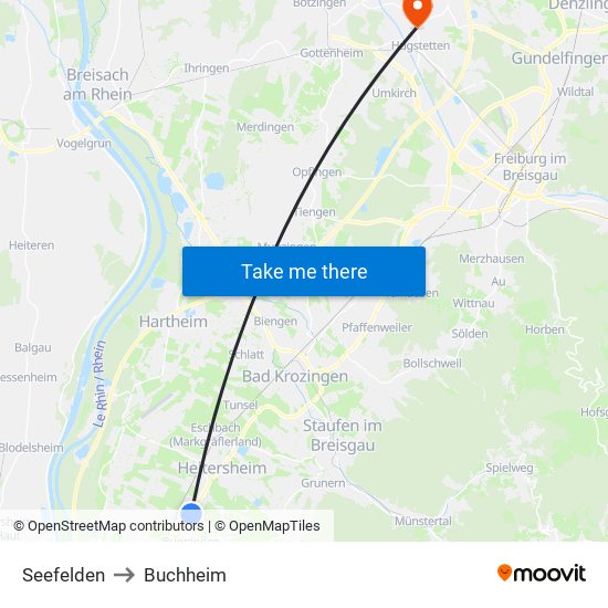 Seefelden to Buchheim map