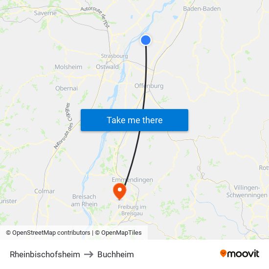 Rheinbischofsheim to Buchheim map