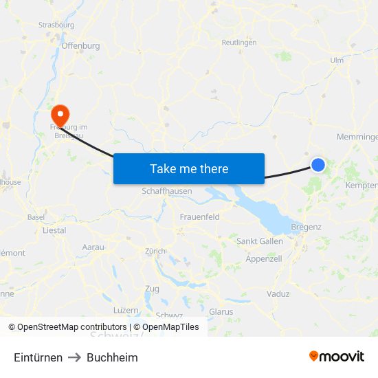 Eintürnen to Buchheim map