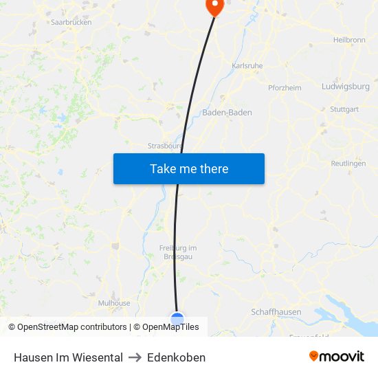 Hausen Im Wiesental to Edenkoben map