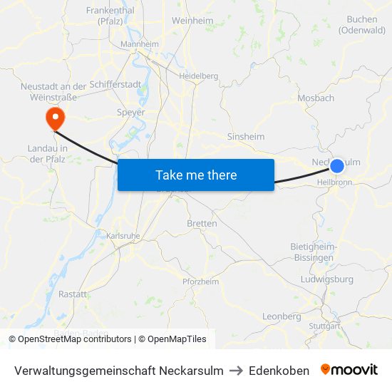 Verwaltungsgemeinschaft Neckarsulm to Edenkoben map