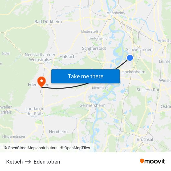Ketsch to Edenkoben map