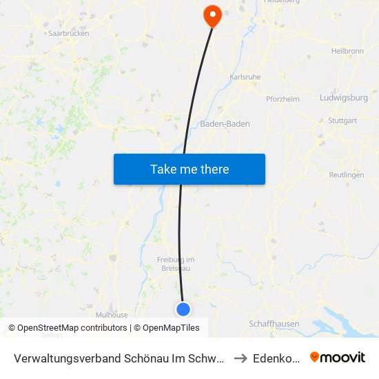 Verwaltungsverband Schönau Im Schwarzwald to Edenkoben map