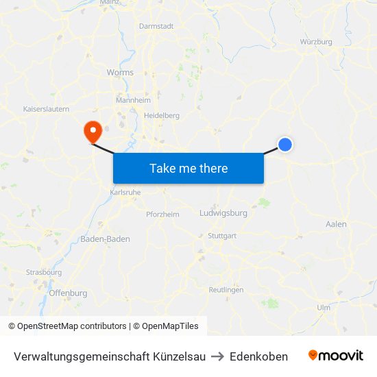 Verwaltungsgemeinschaft Künzelsau to Edenkoben map