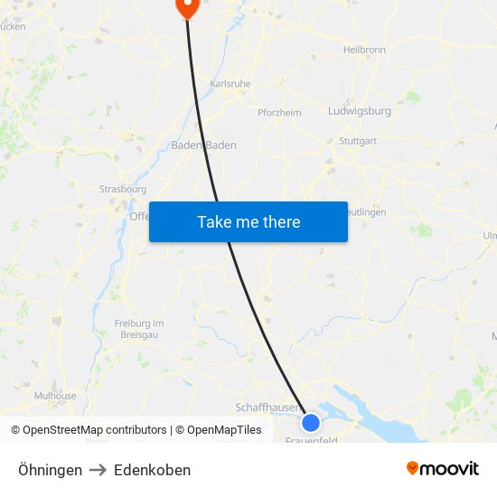 Öhningen to Edenkoben map