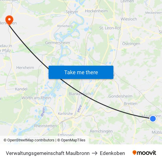 Verwaltungsgemeinschaft Maulbronn to Edenkoben map