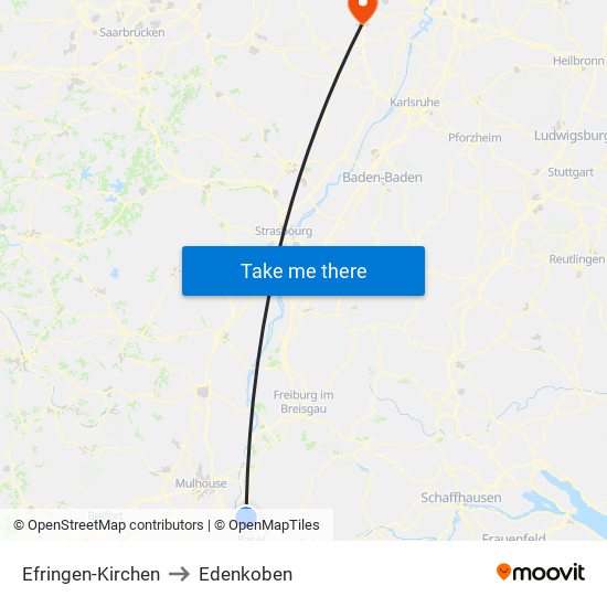 Efringen-Kirchen to Edenkoben map