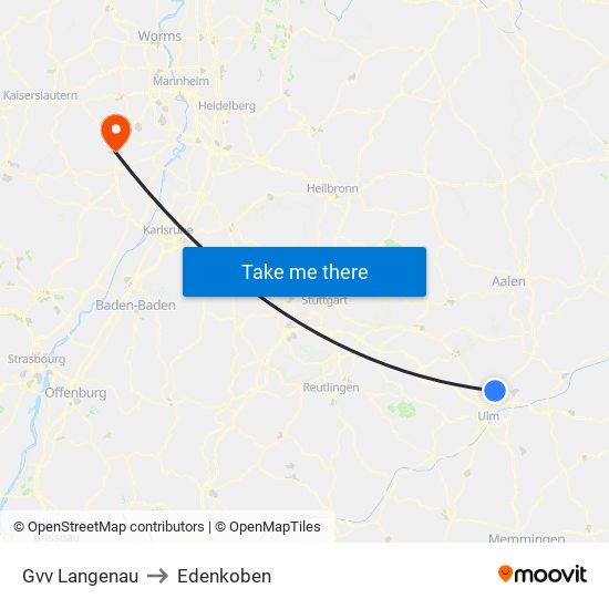 Gvv Langenau to Edenkoben map