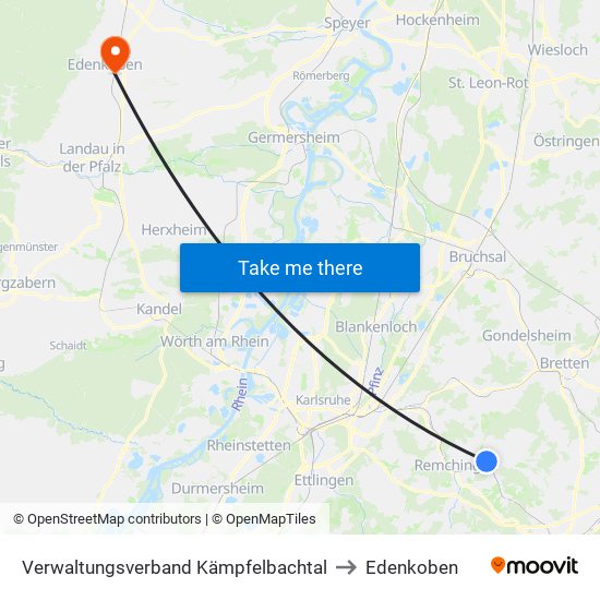 Verwaltungsverband Kämpfelbachtal to Edenkoben map