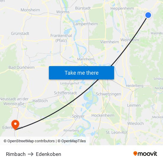 Rimbach to Edenkoben map