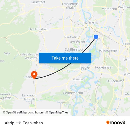 Altrip to Edenkoben map