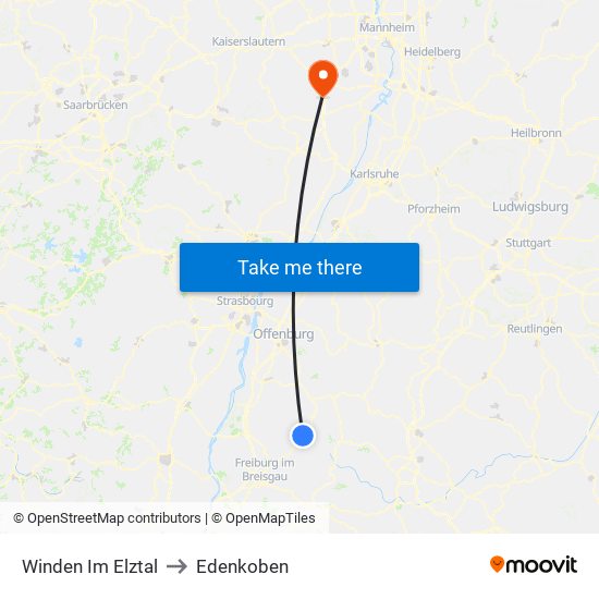 Winden Im Elztal to Edenkoben map