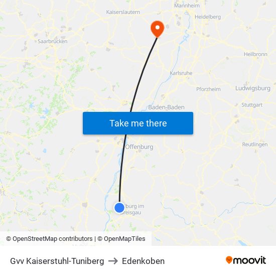 Gvv Kaiserstuhl-Tuniberg to Edenkoben map