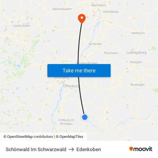 Schönwald Im Schwarzwald to Edenkoben map