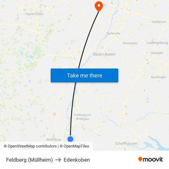 Feldberg (Müllheim) to Edenkoben map