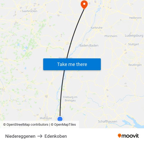 Niedereggenen to Edenkoben map