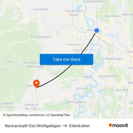 Neckarstadt-Ost/Wohlgelegen to Edenkoben map