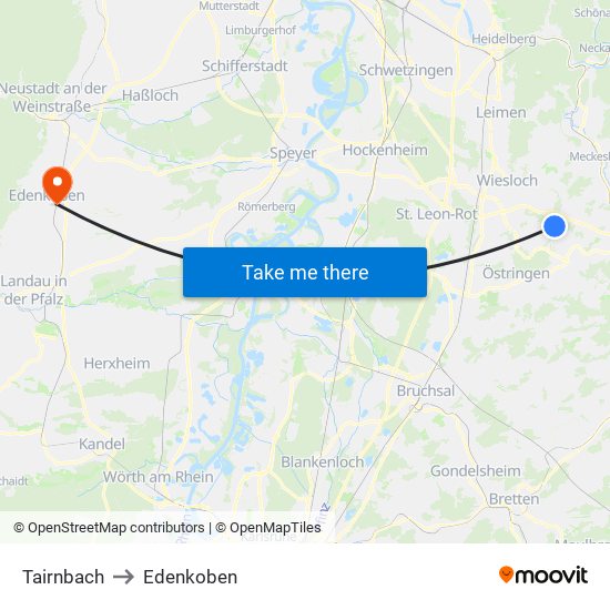 Tairnbach to Edenkoben map