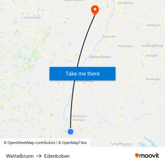 Wettelbrunn to Edenkoben map