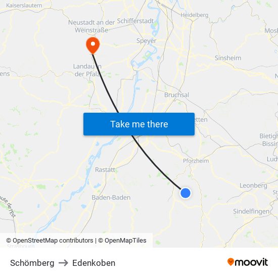 Schömberg to Edenkoben map