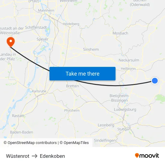 Wüstenrot to Edenkoben map