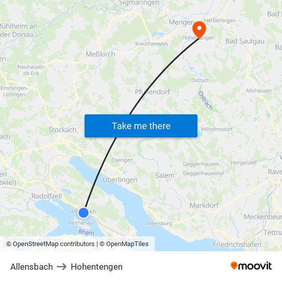 Allensbach to Hohentengen map