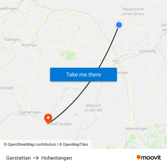 Gerstetten to Hohentengen map