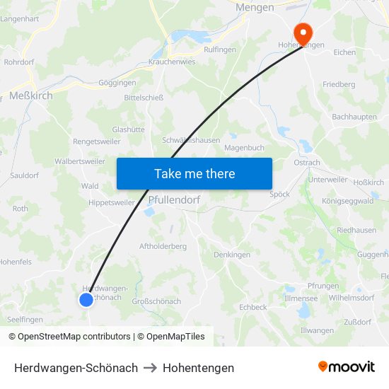 Herdwangen-Schönach to Hohentengen map