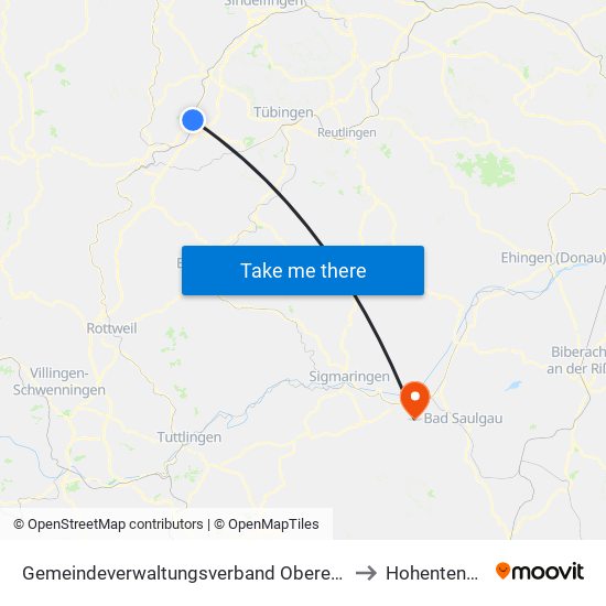 Gemeindeverwaltungsverband Oberes Gäu to Hohentengen map