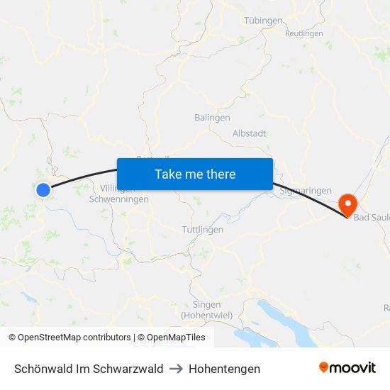 Schönwald Im Schwarzwald to Hohentengen map