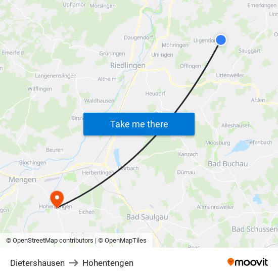 Dietershausen to Hohentengen map