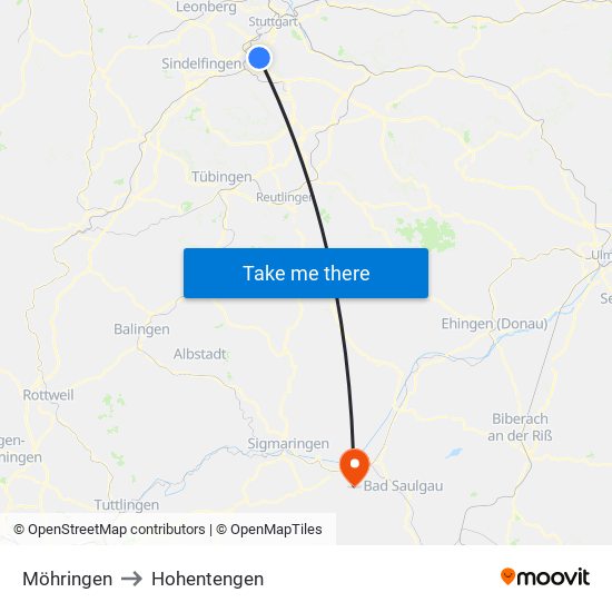 Möhringen to Hohentengen map