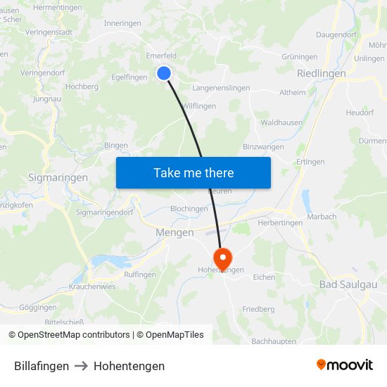 Billafingen to Hohentengen map