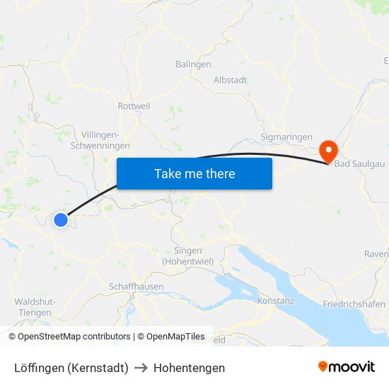 Löffingen (Kernstadt) to Hohentengen map