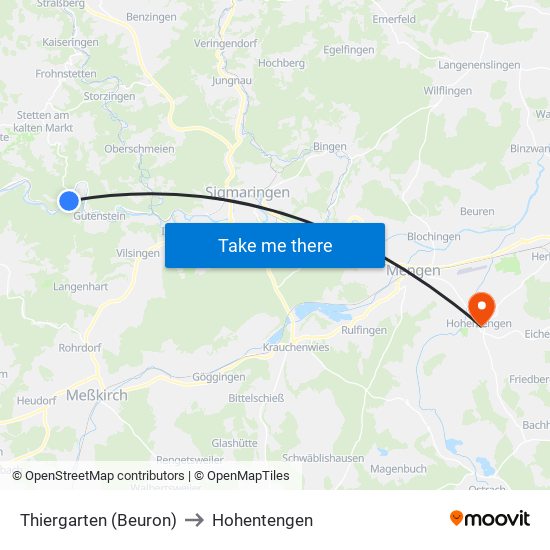 Thiergarten (Beuron) to Hohentengen map