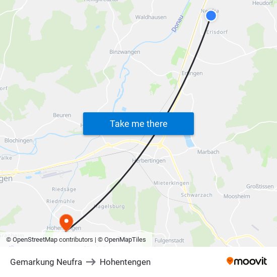 Gemarkung Neufra to Hohentengen map