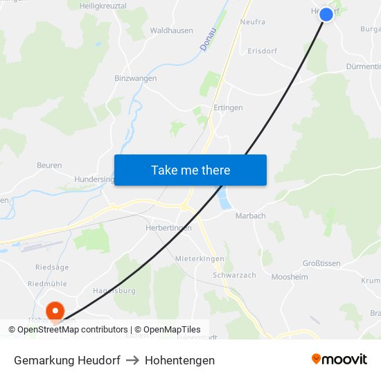 Gemarkung Heudorf to Hohentengen map