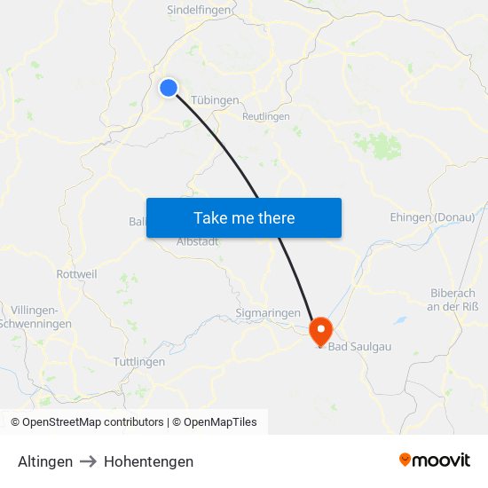 Altingen to Hohentengen map