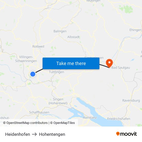 Heidenhofen to Hohentengen map