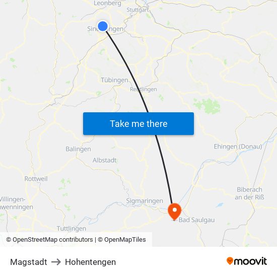 Magstadt to Hohentengen map