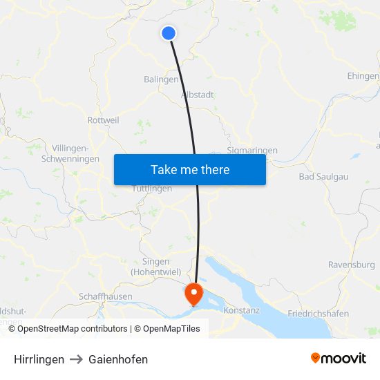 Hirrlingen to Gaienhofen map