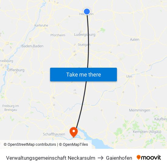 Verwaltungsgemeinschaft Neckarsulm to Gaienhofen map