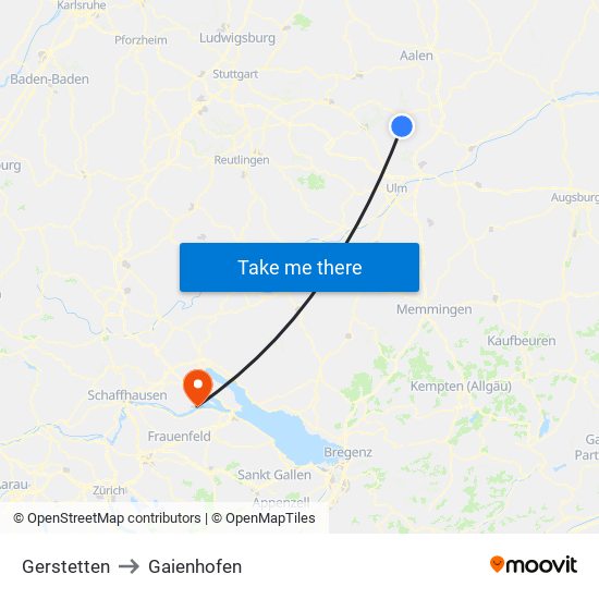 Gerstetten to Gaienhofen map