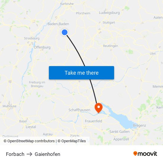 Forbach to Gaienhofen map