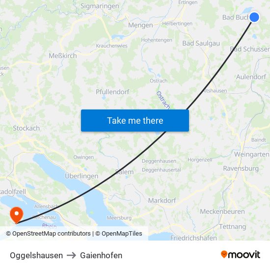 Oggelshausen to Gaienhofen map