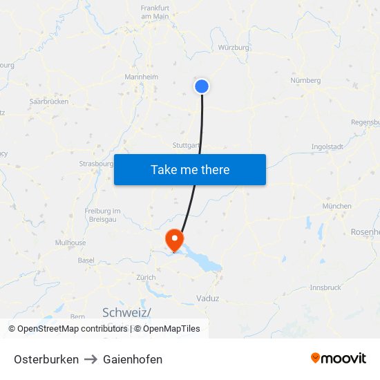 Osterburken to Gaienhofen map